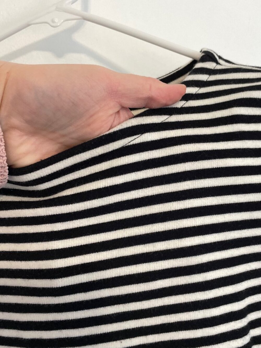 TALBOTS Bateau Neck Striped Tunic Black White Long Sleeve Cotton PETITE Small PS - Picture 7 of 15